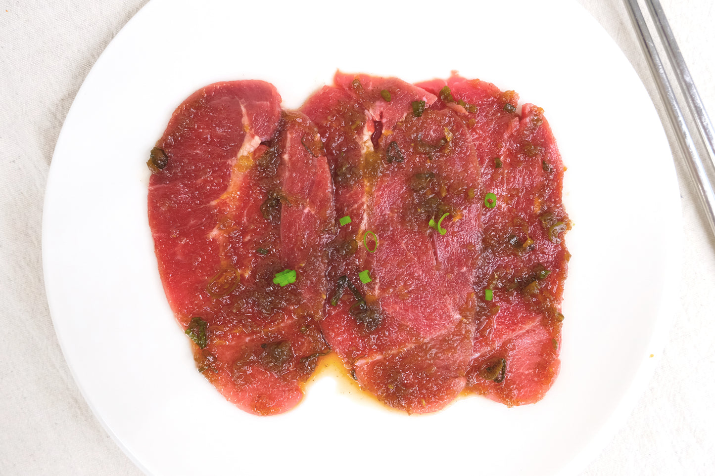 Flat Iron Marinated BBQ Slices 秘制牛板腱燒肉片
