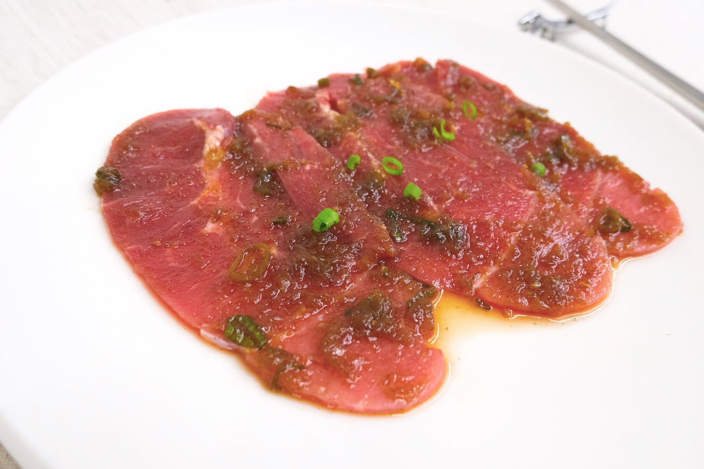 Flat Iron Marinated BBQ Slices 秘制牛板腱燒肉片